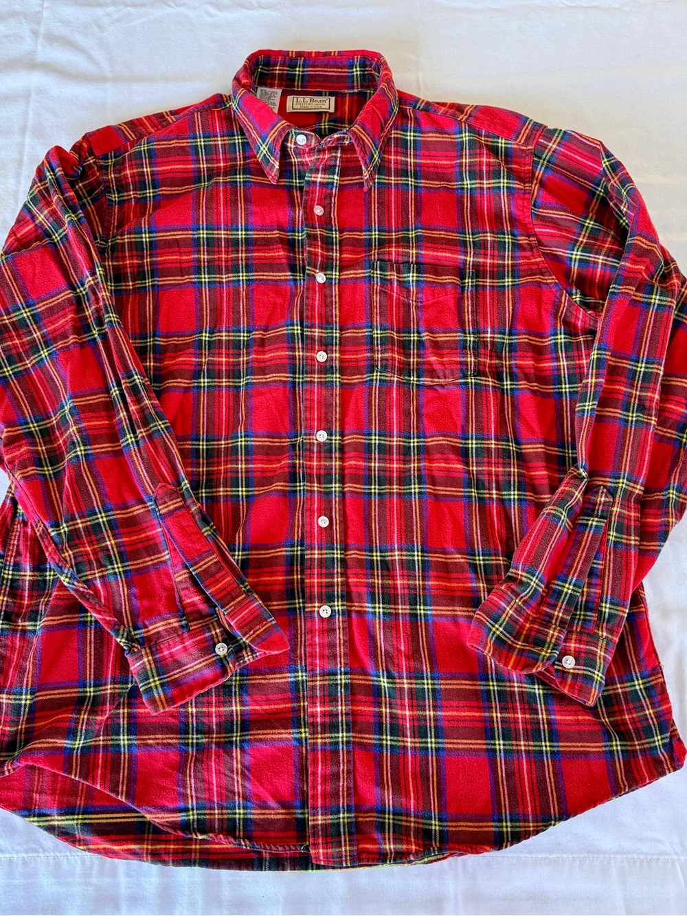 Vintage L.L.Bean Made in USA Red Tartan Plaid Flannel Shirt